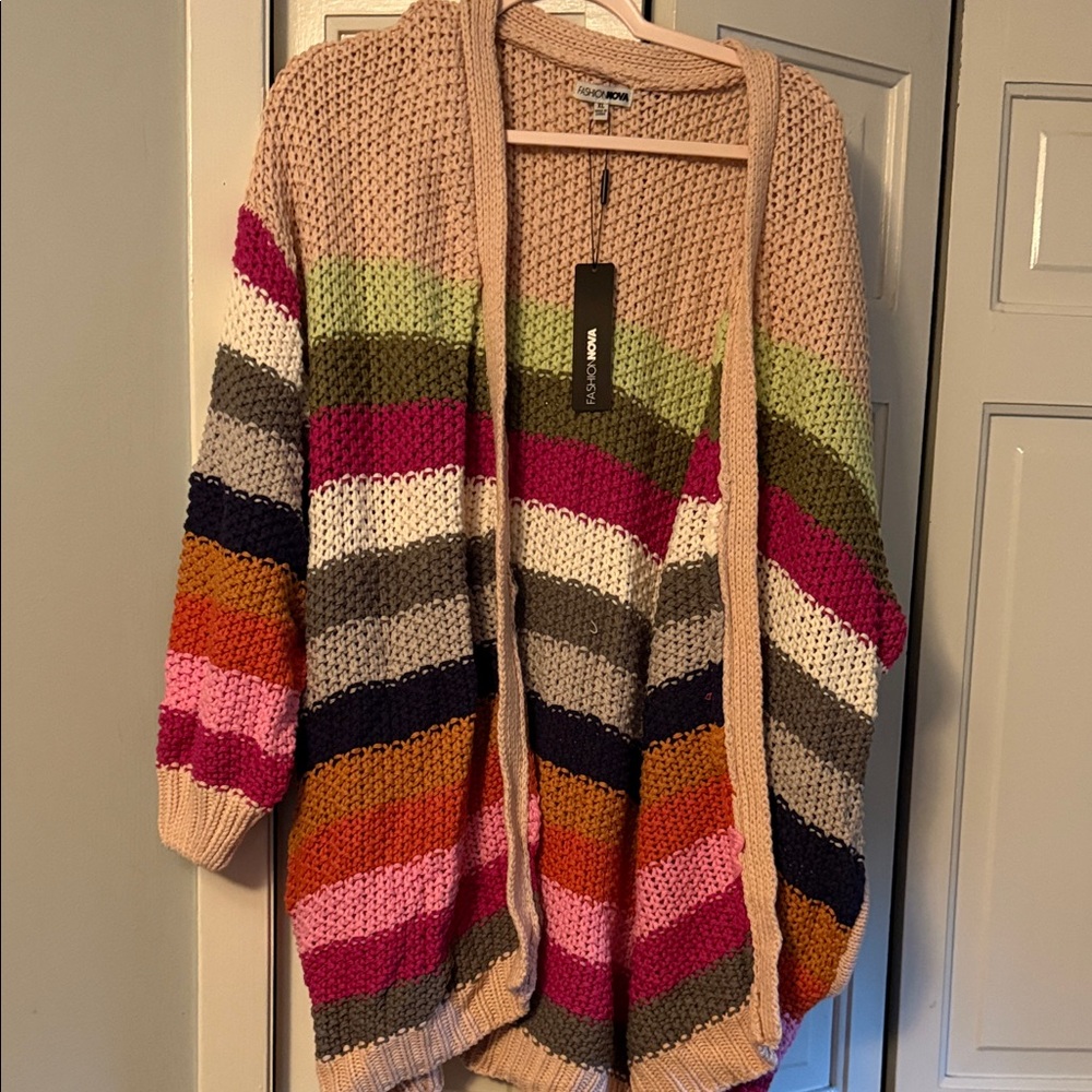 Moon Collection Multicolor Striped Cardigan